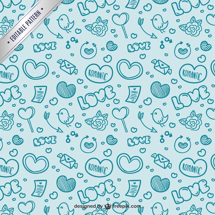 Vecteur gratuit valentine doodles modèle modifiable