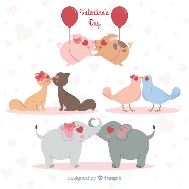 Valentine Embrassant La Collection De Couple D'animaux