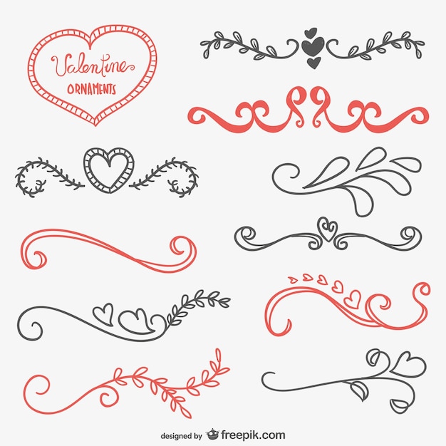 Vecteur gratuit valentine ornements calligraphiques
