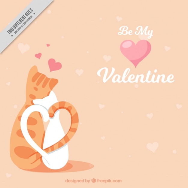 Vecteur gratuit valentines de fond avec joli couple de chats