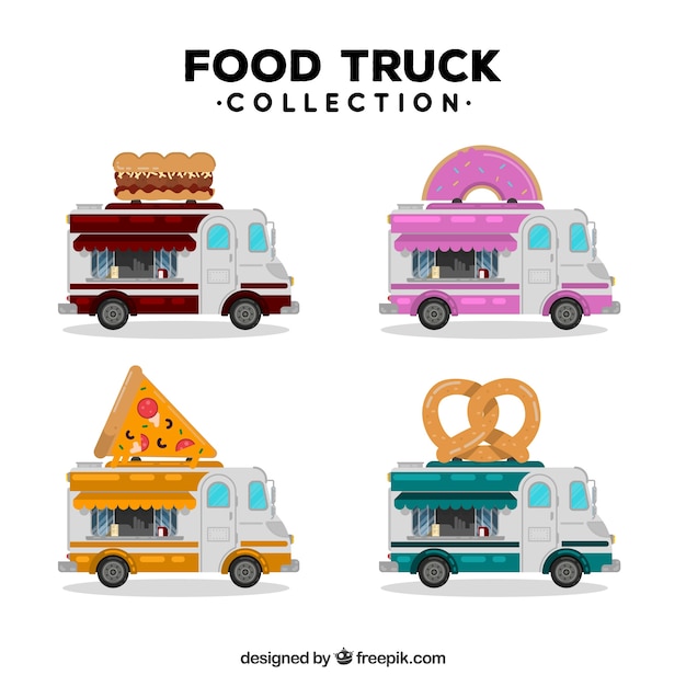 Variété De Camions Alimentaires Colorés