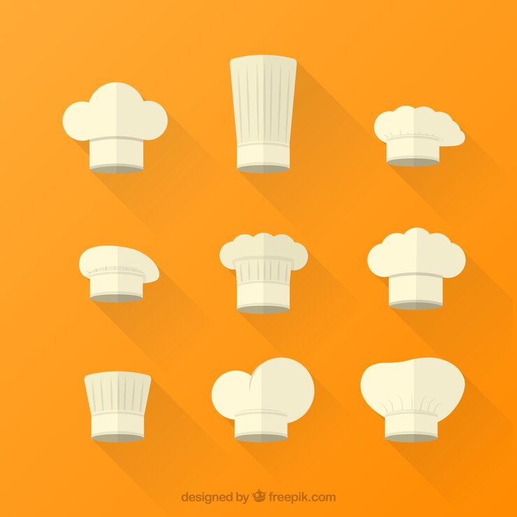 Vecteur gratuit variété de chef blancs chapeaux