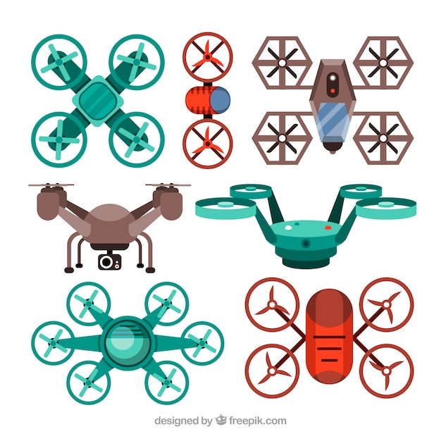 Variété Colorée De Drones Plats