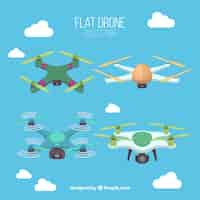 Vecteur gratuit variété de drones colorés