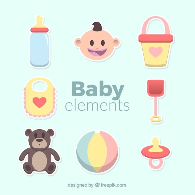 Vecteur gratuit variété des éléments colorés pour bébé