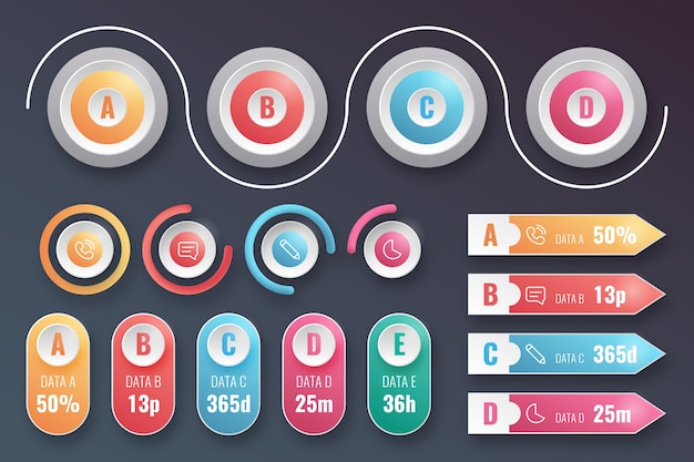 Vecteur gratuit variété d'éléments d'infographie réalistes