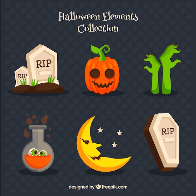 Vecteur gratuit variété des éléments liés à l'halloween