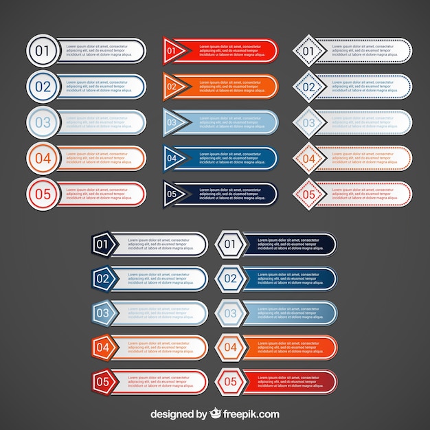 Vecteur gratuit variété d'étiquettes pour infographie