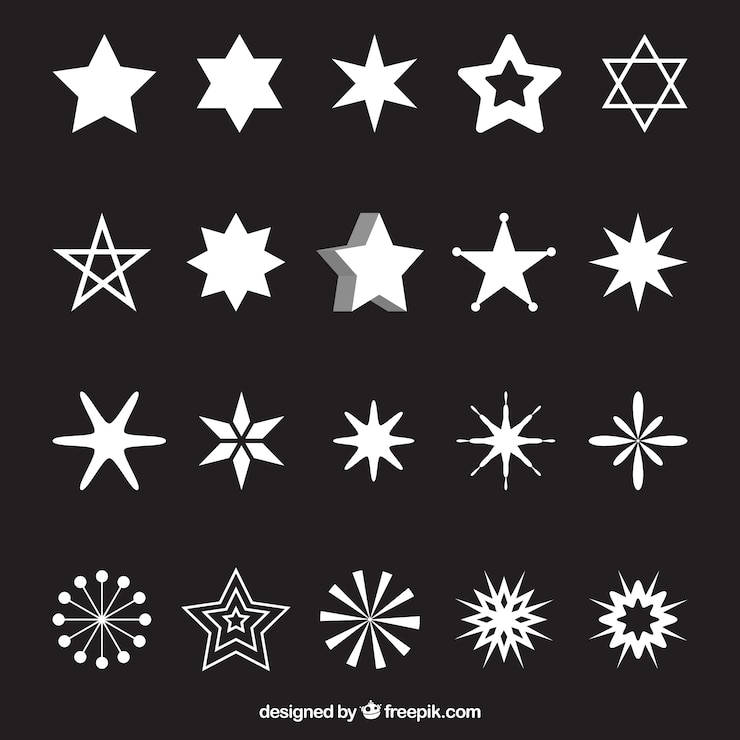 Vecteur gratuit variété des étoiles blanches