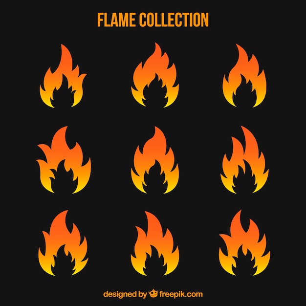 Variété De Flammes Dans Un Design Plat