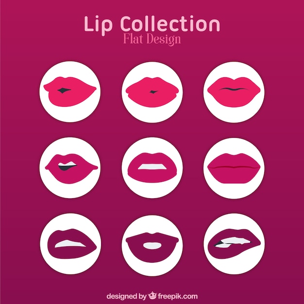 Vecteur gratuit variété des lèvres avec des gestes
