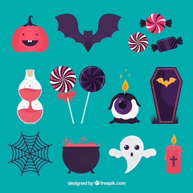 Variété Moderne D'éléments De Halloween