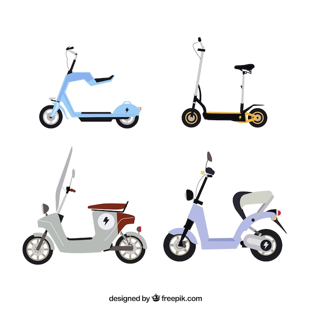 Vecteur gratuit variété moderne de scooters urbains