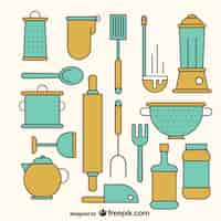 Vecteur gratuit variété d'outils de cuisine