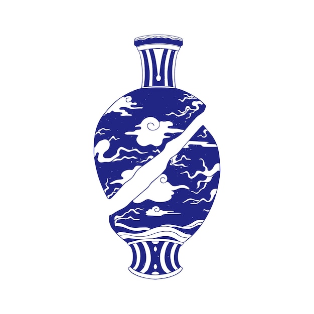 Vecteur gratuit vase antique de gravure dessiné à la main