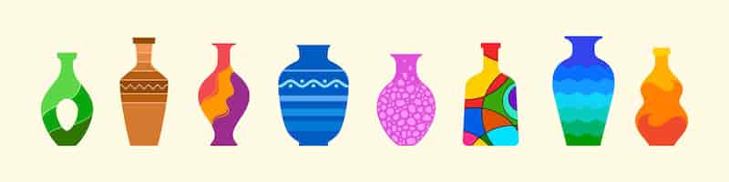 Vecteur gratuit vases en céramique contemporains cruches modernes pots