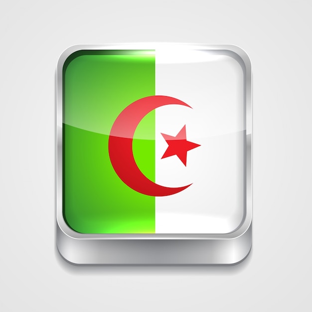 Vecteur 3d style drapeau icône de l&#39;Algérie