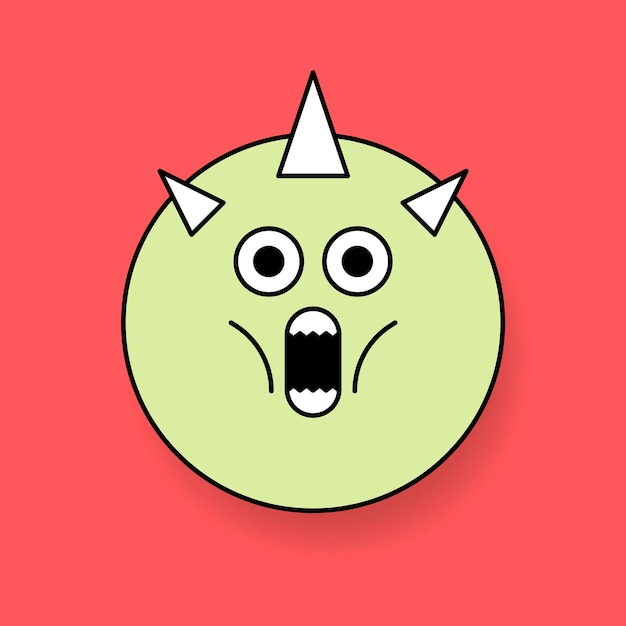 Vecteur D'autocollant Emoji Licorne Monstre Vert Funky