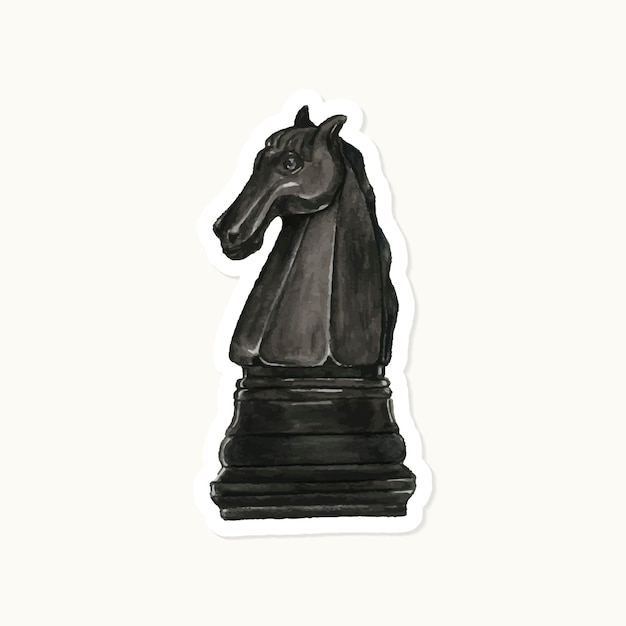 Vecteur gratuit vecteur d'autocollant de pièce d'échecs noir dessiné à la main