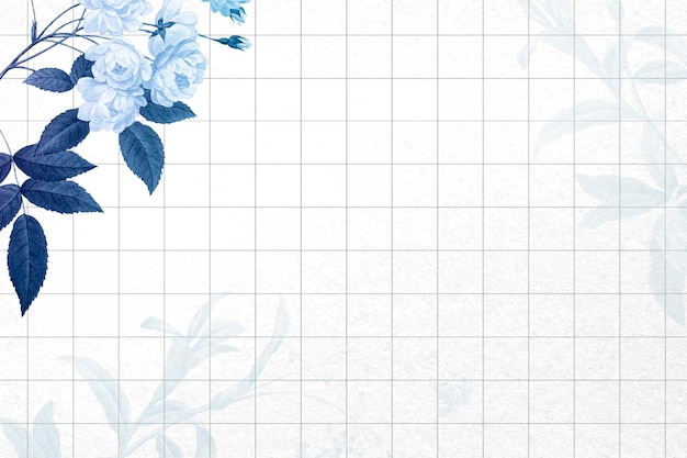 Vecteur gratuit vecteur de bordure bleue de fond de fleur, remixé à partir d'images du domaine public vintage