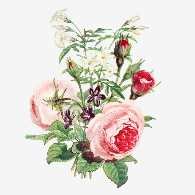 Vecteur de bouquet de fleurs d'été vintage