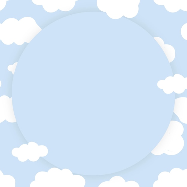 Vecteur gratuit vecteur de cadre de ciel nuageux dans un joli motif pastel