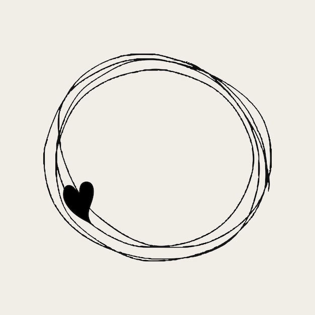 Vecteur de cadre coeur Doodle