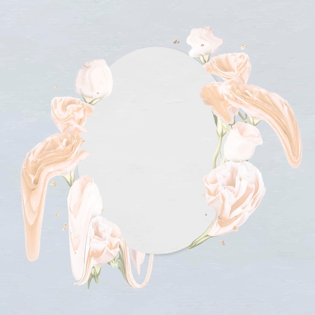 Vecteur de cadre fleur, art abstrait rose blanche