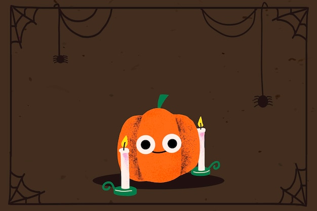 Vecteur gratuit vecteur de cadre halloween, citrouille jack-o'-lantern mignon