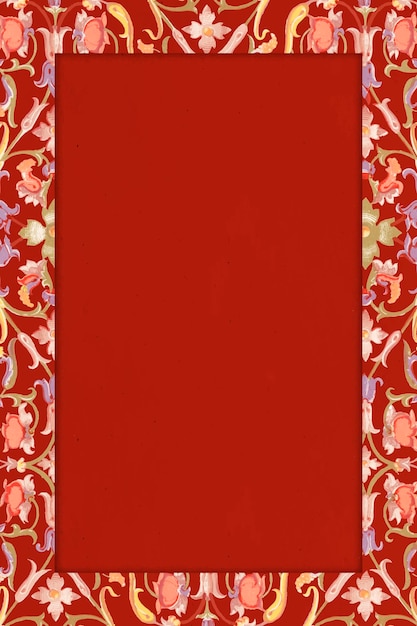 Vecteur De Cadre Rectangle à Motifs Floraux Rouges