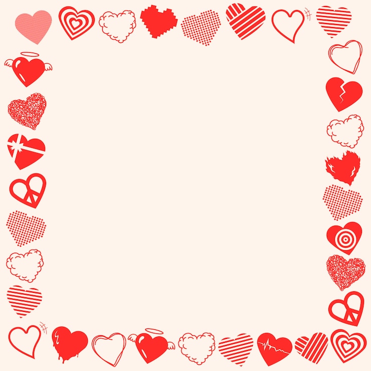 Vecteur gratuit vecteur de cadre saint valentin, conception de frontière coeur mignon