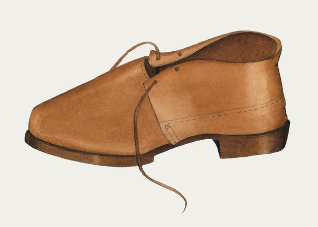 Vecteur de chaussure en cuir marron pour homme, remix d'une œuvre d'art de Marie Mitchel