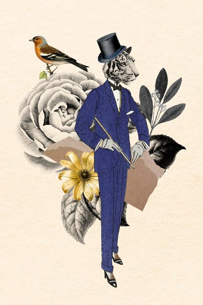 Vecteur de collage numérique, art des médias mixtes illustration vintage