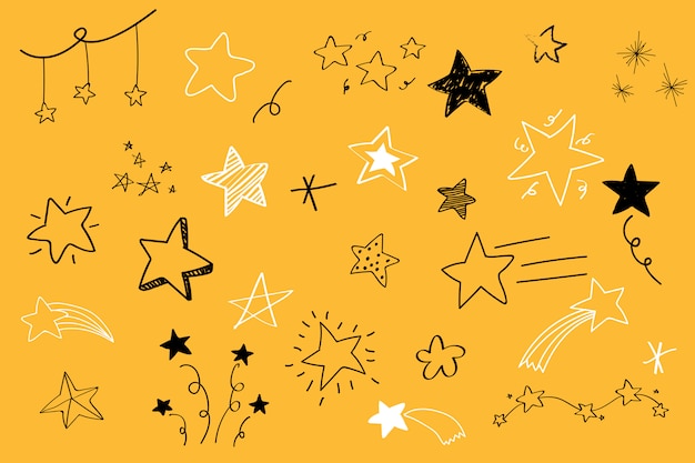 Vecteur gratuit vecteur de collecte de diverses étoiles doodle