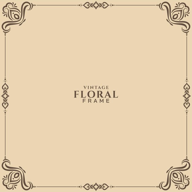 Vecteur de conception de fond classique cadre floral vintage ethnique