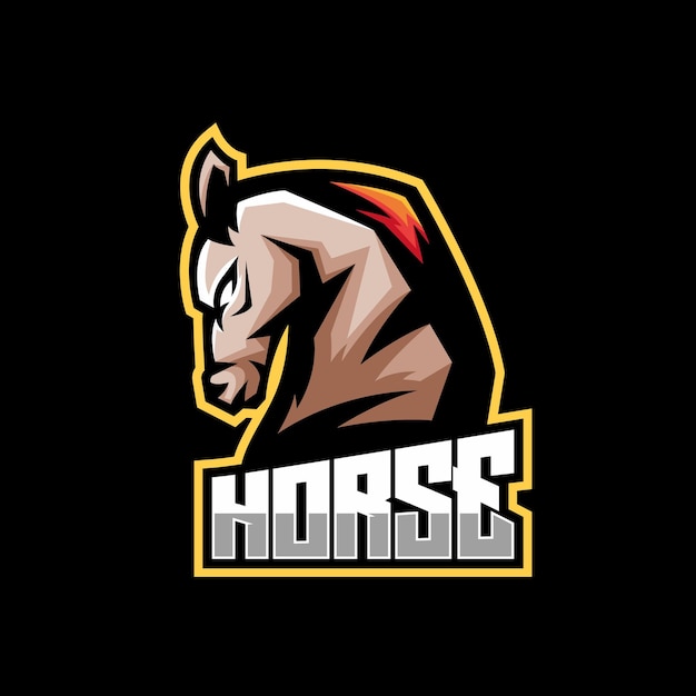 Vecteur de conception de logo illustration cheval esport