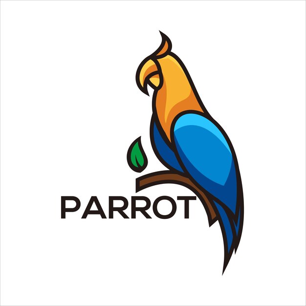 Vecteur de conception de mascotte mignon logo perroquet