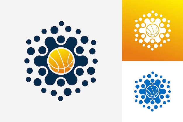 Vecteur de conception de modèle de logo de basket-ball de points créatifs numériques modernes, emblème, concept de conception, symbole créatif, icône
