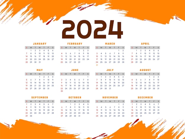 Vecteur gratuit un vecteur de conception moderne et élégant pour le calendrier de la nouvelle année 2024