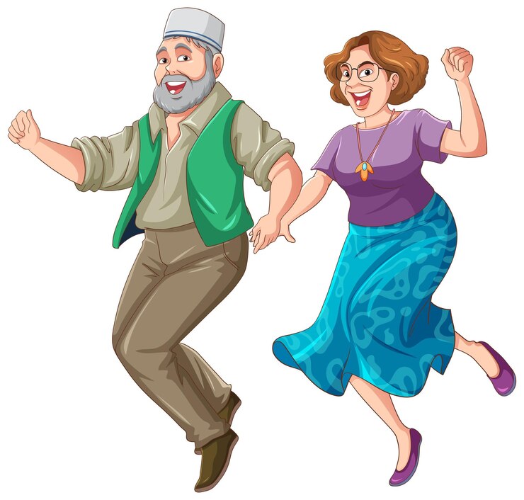 Vecteur gratuit vecteur de danse de couple d'âge moyen