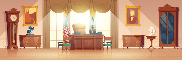 Vecteur de dessin animé intérieur de cabinets ovale présidents
