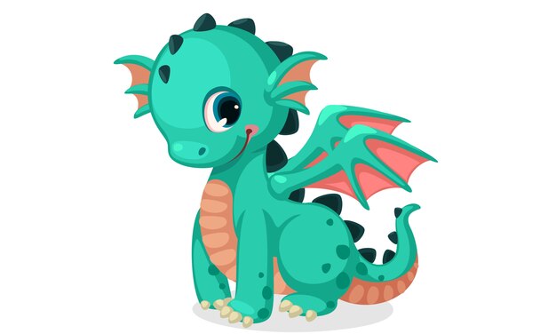 Vecteur de dessin animé mignon dragon vert