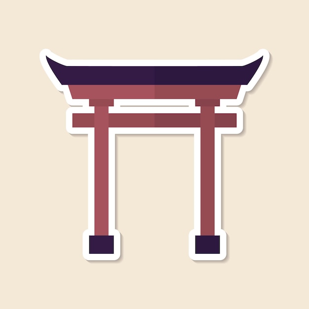 Vecteur gratuit vecteur d'élément de conception d'autocollant de porte torii japonais