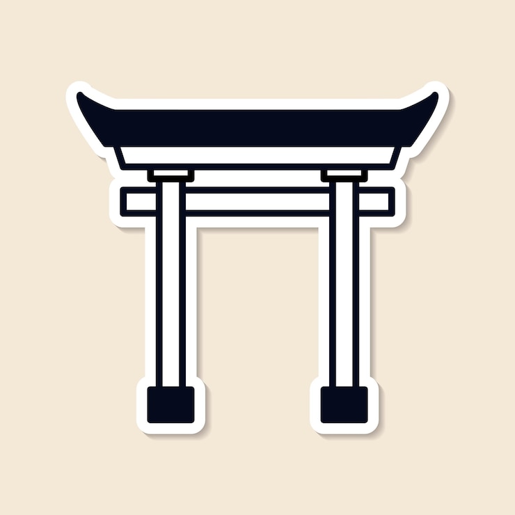 Vecteur gratuit vecteur d'élément de conception d'autocollant de porte torii japonais