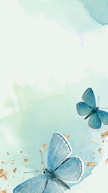 Vecteur de fond d'écran de téléphone mobile à motifs de papillons bleus