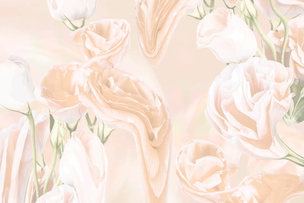 Vecteur de fond floral, art psychédélique rose beige