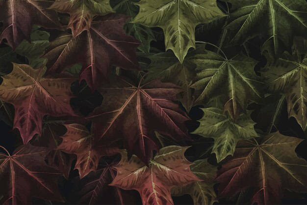 Vecteur de fond à motifs de feuilles d'érable automne dessinés à la main