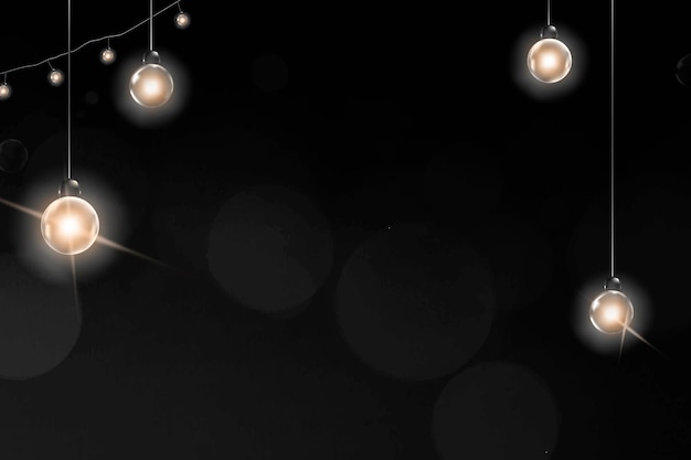 Vecteur de fond noir festif avec des lumières suspendues rougeoyantes