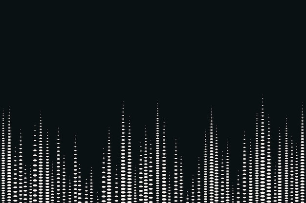 Vecteur gratuit vecteur de fond noir de technologie d'égaliseur de musique avec onde sonore numérique blanche