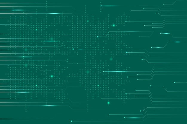 Vecteur gratuit vecteur de fond de technologie de données verte avec des lignes de circuit